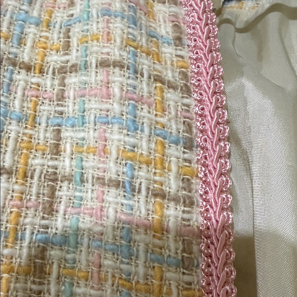 Soft Surroundings Pastel Tweed Open-Front Blazer with Pink Trim - Picture 3 of 3